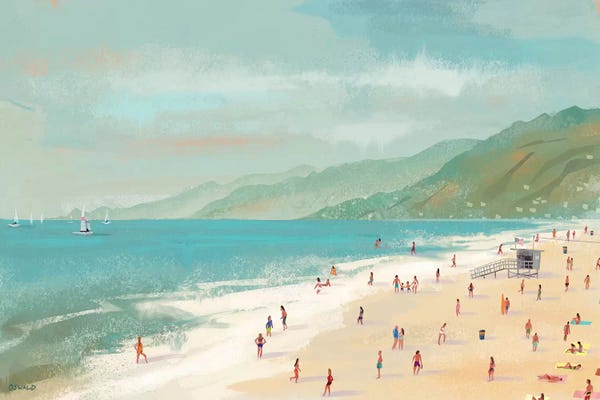 Large Coastal Art - Canvas Prints: Santa Monica Beach by Pete Oswald
