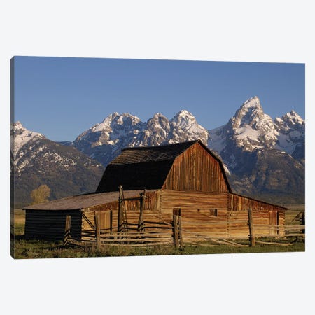 Cunningham Cabin In Front Of Grand Teton Range, Wyoming, Close-up Canvas Print #POX10} by Pete Oxford Canvas Art