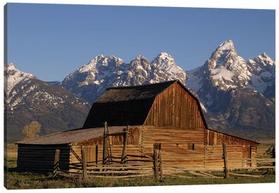 Cunningham Cabin In Front Of Grand Teton Range, Wyoming, Close-up Canvas Art Print - Cabins