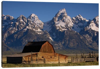 Cunningham Cabin In Front Of Grand Teton Range, Wyoming Canvas Art Print - Cabins