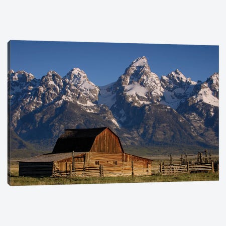 Cunningham Cabin In Front Of Grand Teton Range, Wyoming Canvas Print #POX9} by Pete Oxford Canvas Art