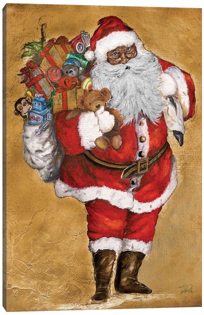 African American Presents From St. Nick Canvas Art Print - Black Christmas Art