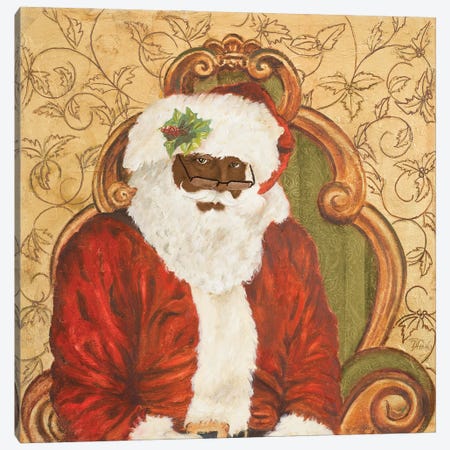 African American Sitting Santa Canvas Print #PPI1011} by Patricia Pinto Art Print