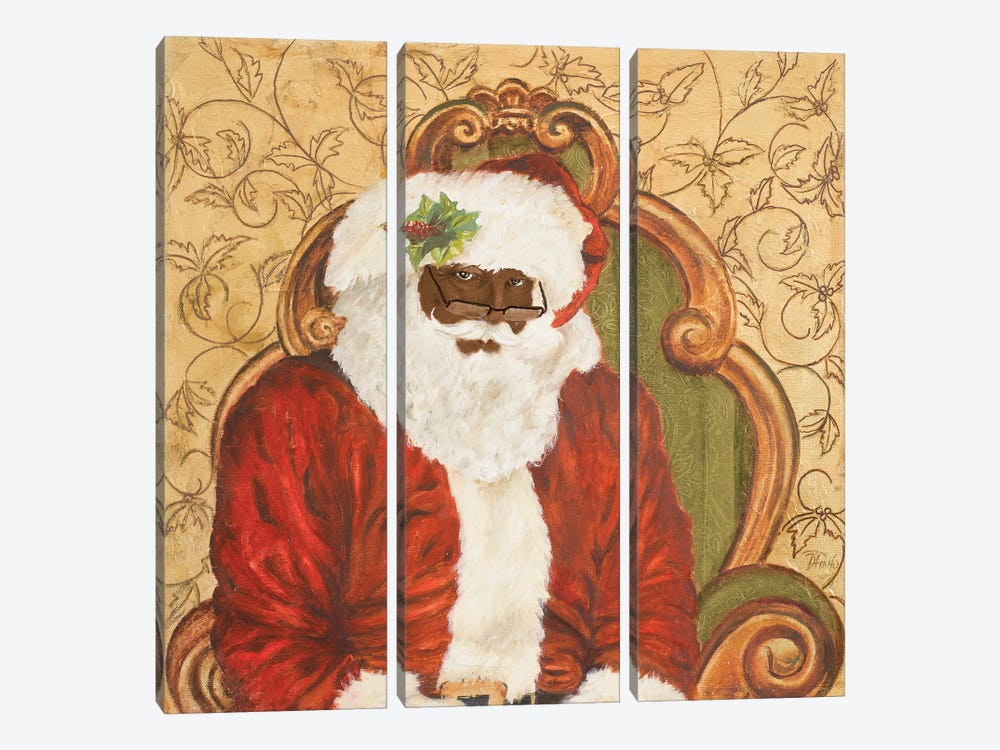African American Sitting Santa by Patricia Pinto 3-piece Canvas Art Print