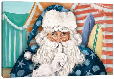 Neptunian Secret Santa Canvas Art Print - Coastal Christmas Décor