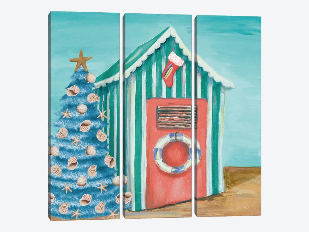 Peach Cabana Christmas 3-piece Canvas Artwork