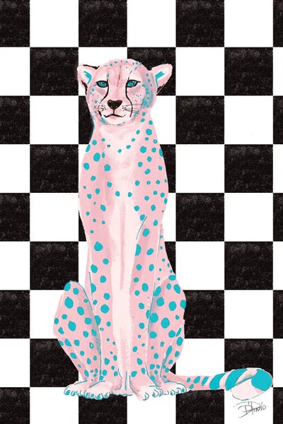 Cheetah On Check Pattern