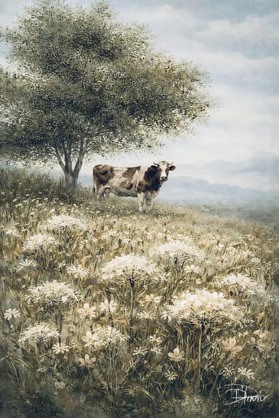 Patricia Pinto: Cow Surveying The Hillside by Patricia Pinto