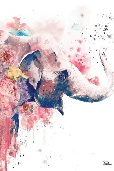 Elephants: Floral Water Elephant by Patricia Pinto