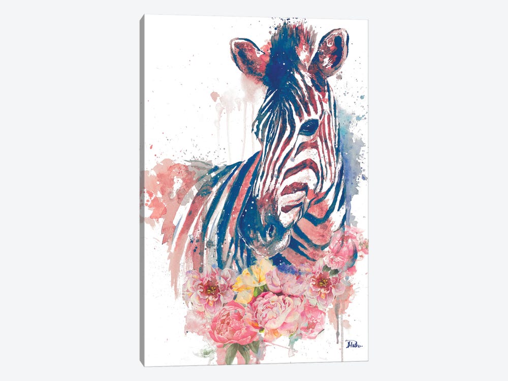 Floral Watercolor Zebra by Patricia Pinto 1-piece Canvas Print
