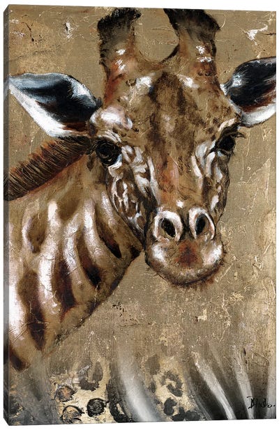Giraffe on Print Canvas Art Print - Giraffe Art