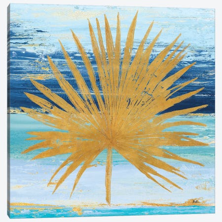 Gold and Teal Leaf Palm I Canvas Print #PPI143} by Patricia Pinto Canvas Print