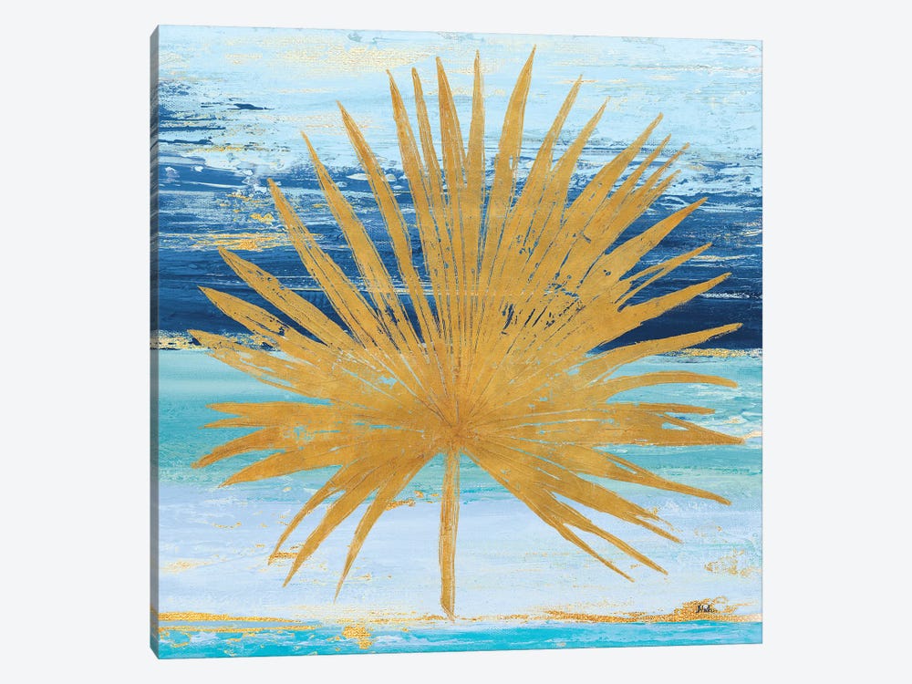 Gold and Teal Leaf Palm I by Patricia Pinto 1-piece Canvas Art Print
