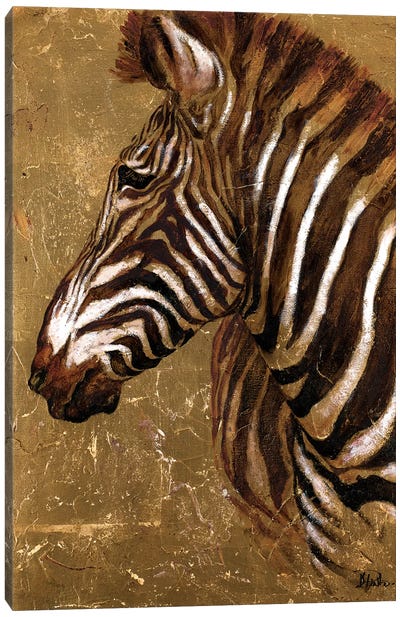 Gold Zebra Canvas Art Print - Zebra Art