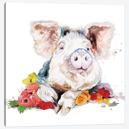 Happy Little Pig Canvas Print #PPI166} by Patricia Pinto Canvas Art