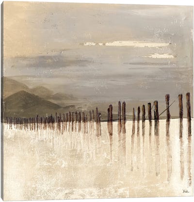 Hidden Pier (light gray) Canvas Art Print - Patricia Pinto