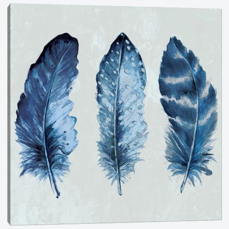 Indigo Blue Feathers I Canvas Print #PPI173} by Patricia Pinto Canvas Wall Art