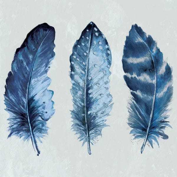 Feathers: Indigo Blue Feathers I by Patricia Pinto