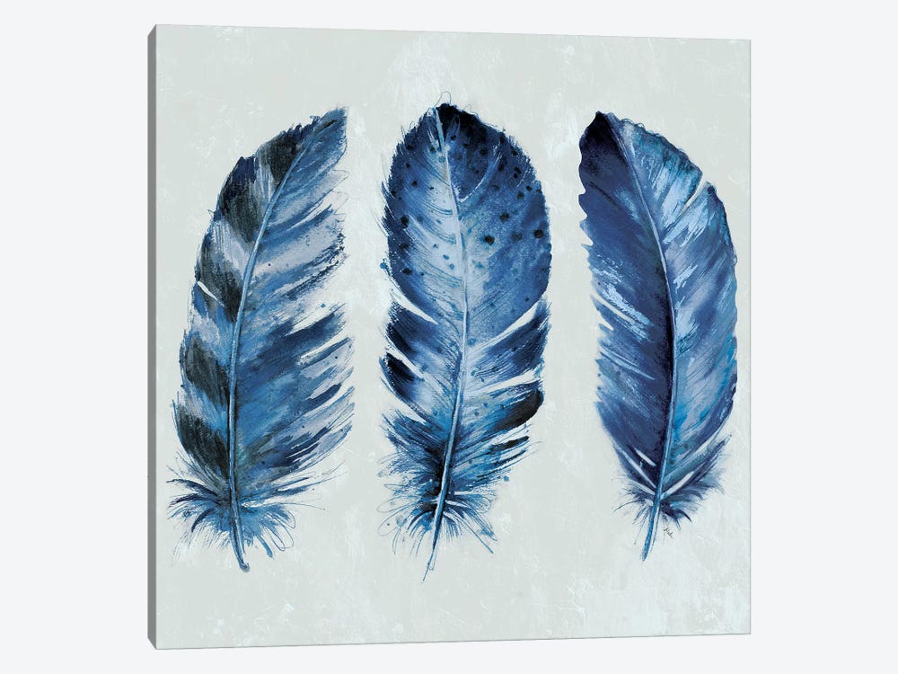 Indigo Blue Feathers II by Patricia Pinto 1-piece Canvas Art Print