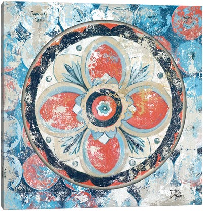 Old Portugese Hue on Circles Canvas Art Print - Mandala Art