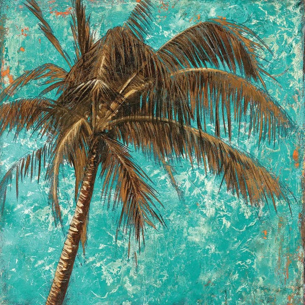 Patricia Pinto: Palm on Turquoise I by Patricia Pinto
