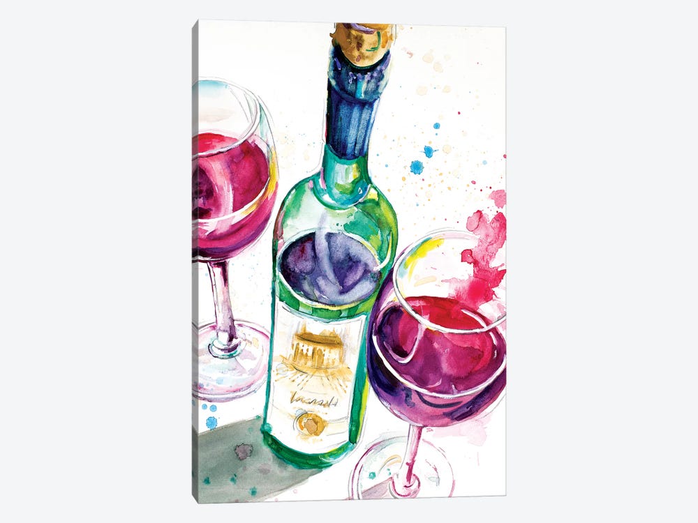 Red and White Wine I by Patricia Pinto 1-piece Canvas Art