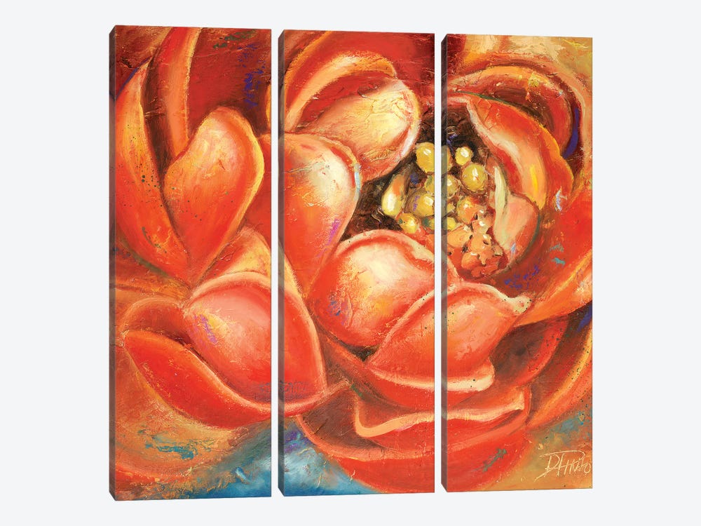 Red Lotus I by Patricia Pinto 3-piece Canvas Wall Art
