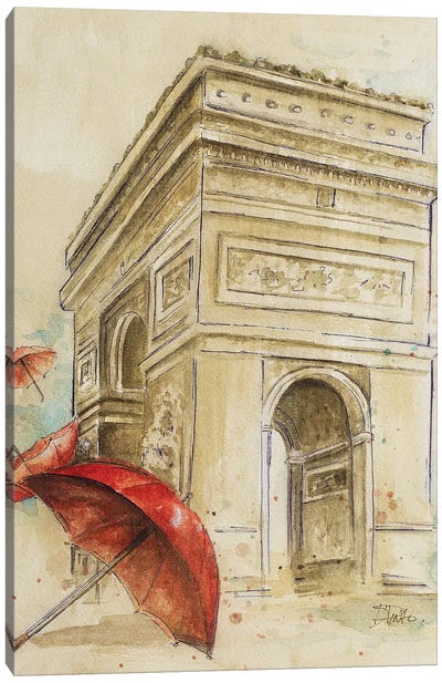 Arc du Triomphe Canvas Art Print - Famous Monuments & Sculptures