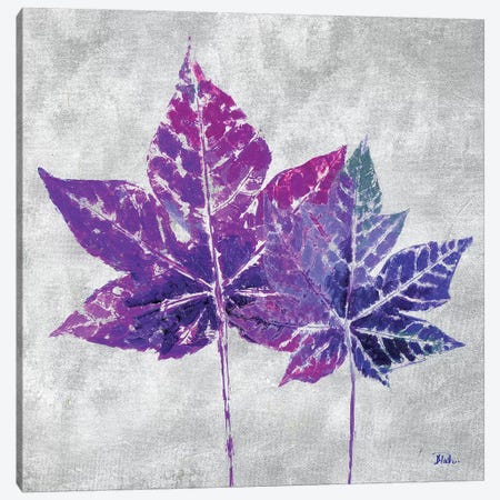 The Purple Leaves on Silver I Canvas Print #PPI305} by Patricia Pinto Canvas Wall Art