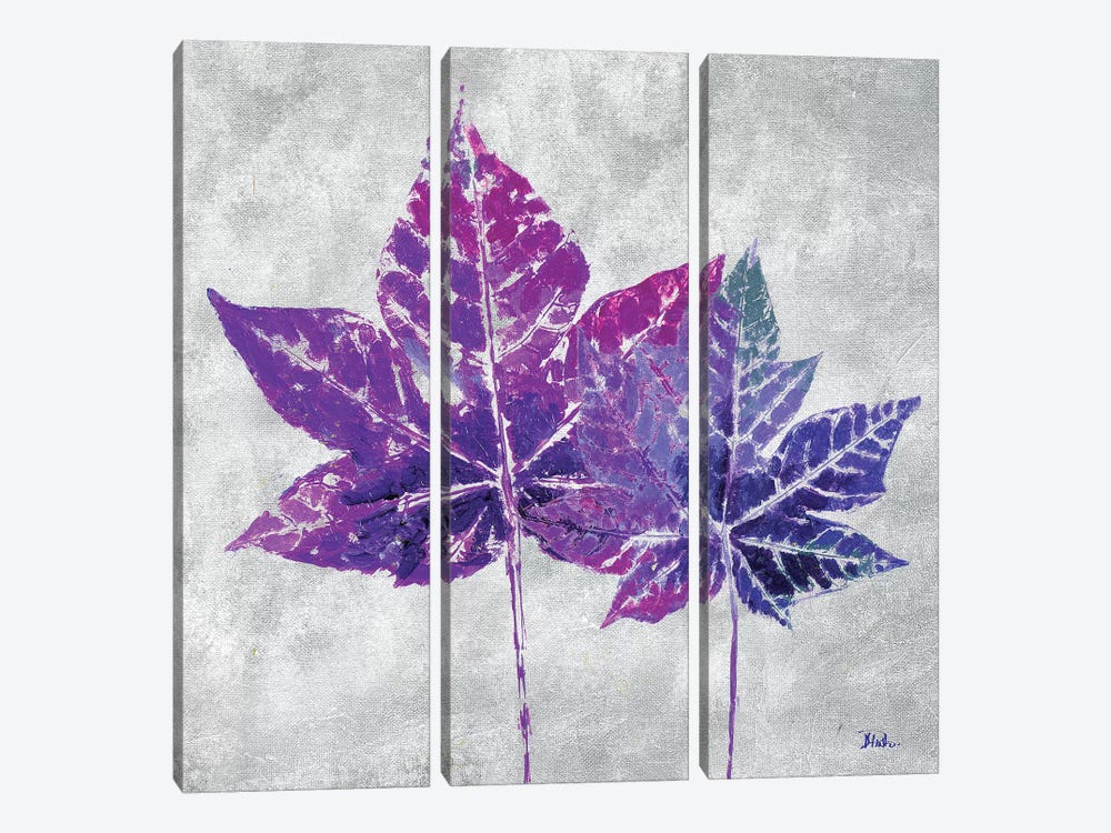 The Purple Leaves on Silver I by Patricia Pinto 3-piece Canvas Artwork