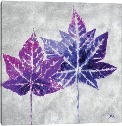 The Purple Leaves on Silver II Canvas Art Print - Patricia Pinto
