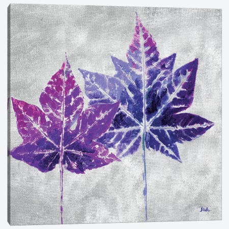 The Purple Leaves on Silver II Canvas Print #PPI306} by Patricia Pinto Canvas Wall Art