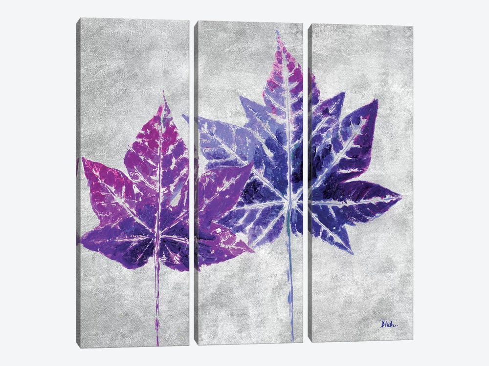 The Purple Leaves on Silver II by Patricia Pinto 3-piece Canvas Print
