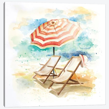 Umbrella on the Beach I Canvas Print #PPI321} by Patricia Pinto Canvas Art Print