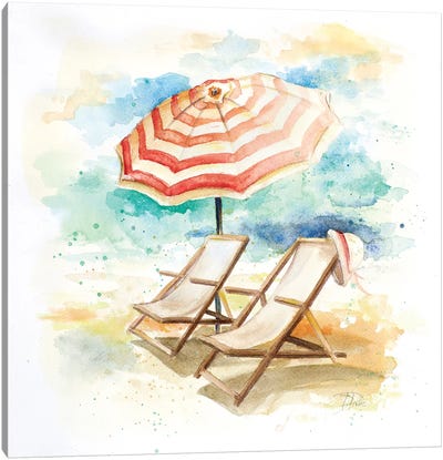 Umbrella on the Beach I Canvas Art Print - Patricia Pinto