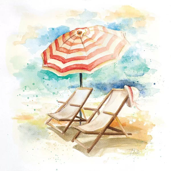 Patricia Pinto: Umbrella on the Beach I by Patricia Pinto