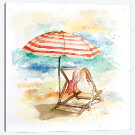 Umbrella on the Beach II Canvas Print #PPI322} by Patricia Pinto Canvas Print