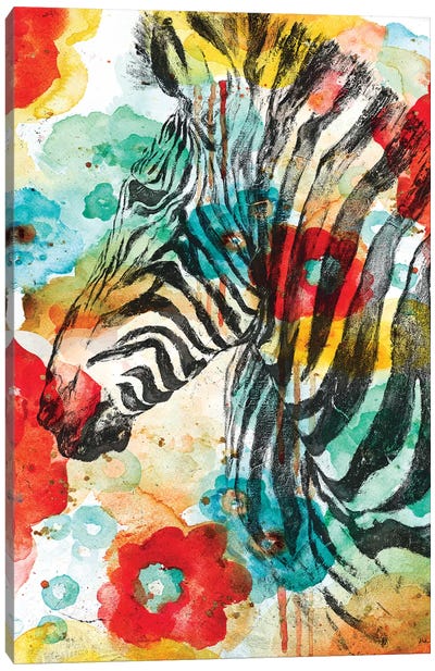 Vibrant Zebra Canvas Art Print - Patricia Pinto