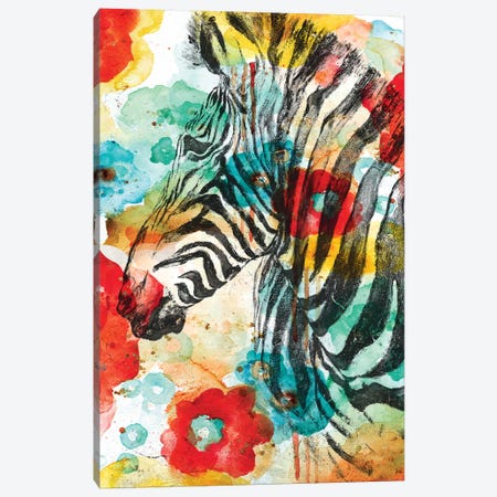 Vibrant Zebra Canvas Print #PPI326} by Patricia Pinto Canvas Artwork