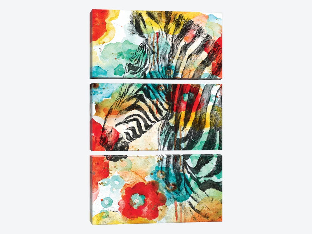 Vibrant Zebra by Patricia Pinto 3-piece Canvas Print