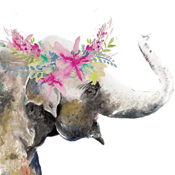 Patricia Pinto: Water Elephant with Flower Crown by Patricia Pinto