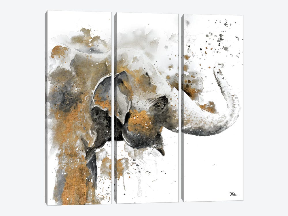 Water Elephant with Gold by Patricia Pinto 3-piece Canvas Art Print