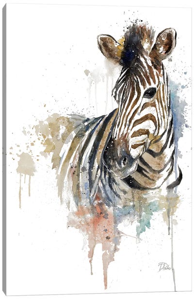 Water Zebra Canvas Art Print - Patricia Pinto