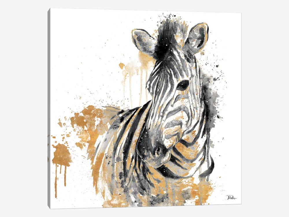 Water Zebra With Gold by Patricia Pinto 1-piece Canvas Artwork