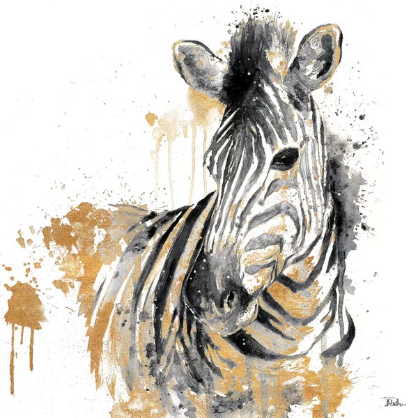 Zebras: Water Zebra With Gold by Patricia Pinto