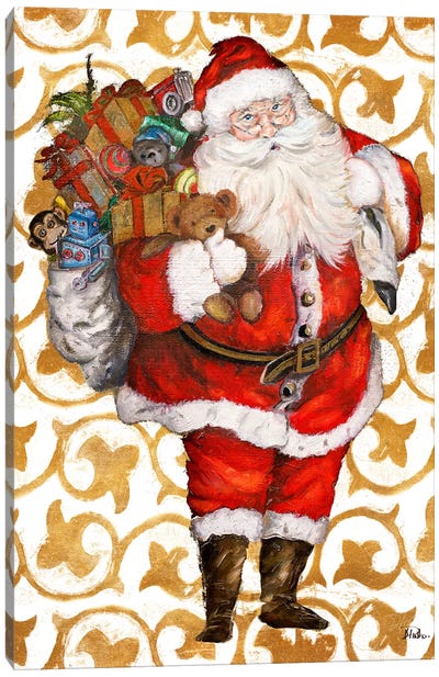 Golden Santa Canvas Art Print - Santa Claus Art
