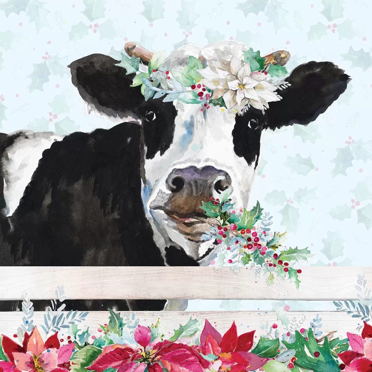 Holiday Crazy Cow by Patricia Pinto wall art