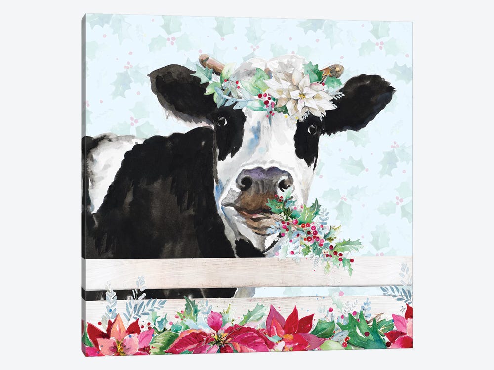 Holiday Crazy Cow by Patricia Pinto 1-piece Canvas Print