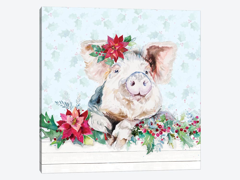Holiday Little Piggy by Patricia Pinto 1-piece Canvas Art