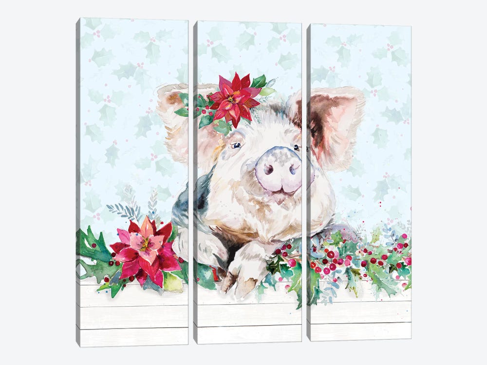 Holiday Little Piggy by Patricia Pinto 3-piece Canvas Art